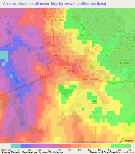 Aizenay,France Elevation Map