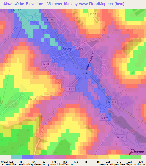 Aix-en-Othe,France Elevation Map