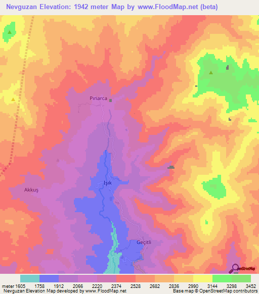 Nevguzan,Turkey Elevation Map