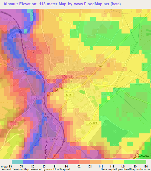 Airvault,France Elevation Map