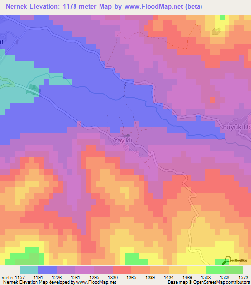 Nernek,Turkey Elevation Map