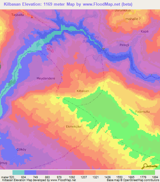 Kilbasan,Turkey Elevation Map