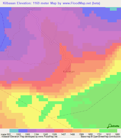 Kilbasan,Turkey Elevation Map