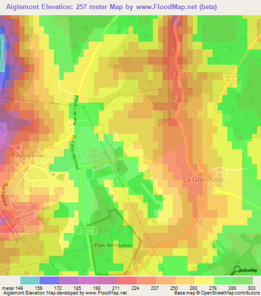 Aiglemont,France Elevation Map