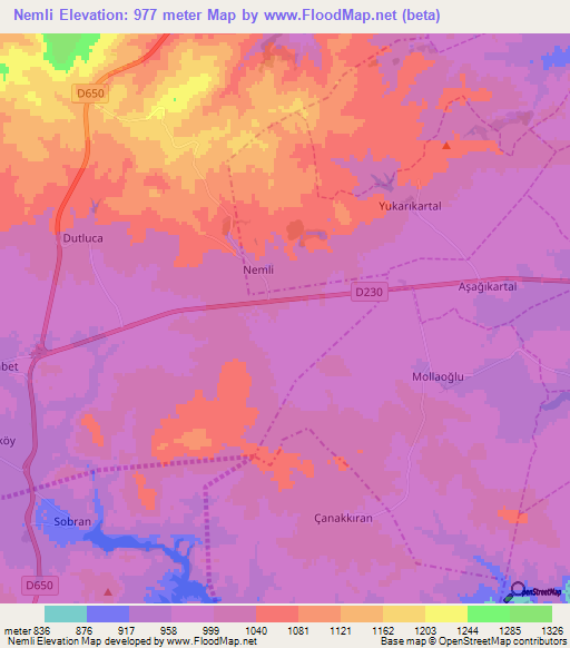 Nemli,Turkey Elevation Map