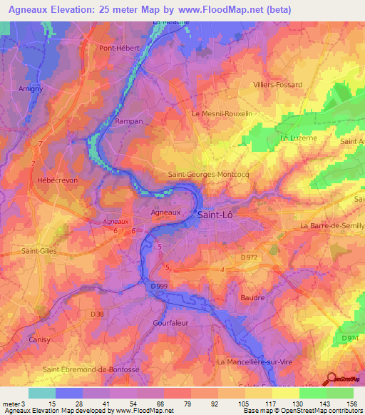 Agneaux,France Elevation Map