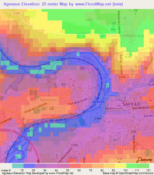 Agneaux,France Elevation Map