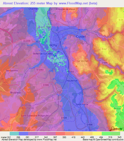 Abrest,France Elevation Map