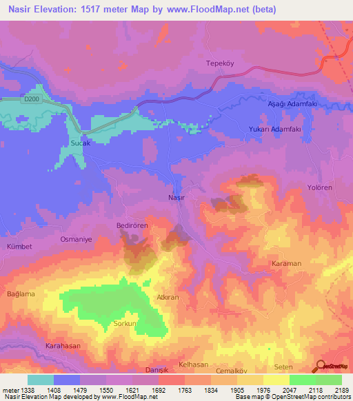 Nasir,Turkey Elevation Map