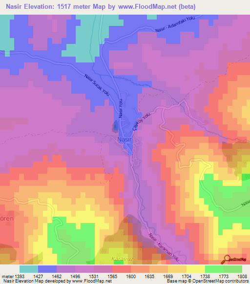 Nasir,Turkey Elevation Map