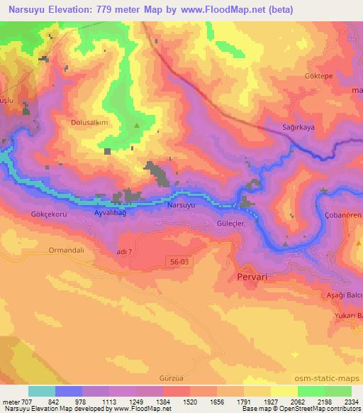 Narsuyu,Turkey Elevation Map