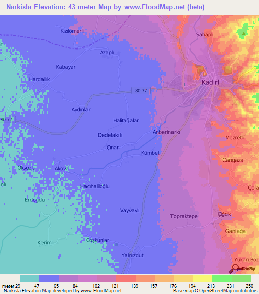 Narkisla,Turkey Elevation Map