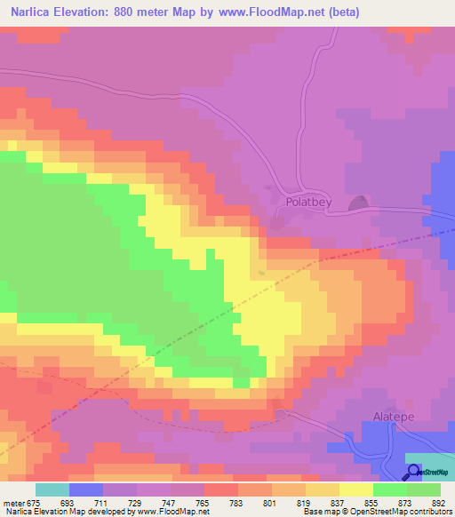 Narlica,Turkey Elevation Map