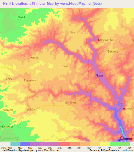 Narli,Turkey Elevation Map