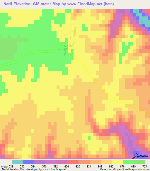 Narli,Turkey Elevation Map