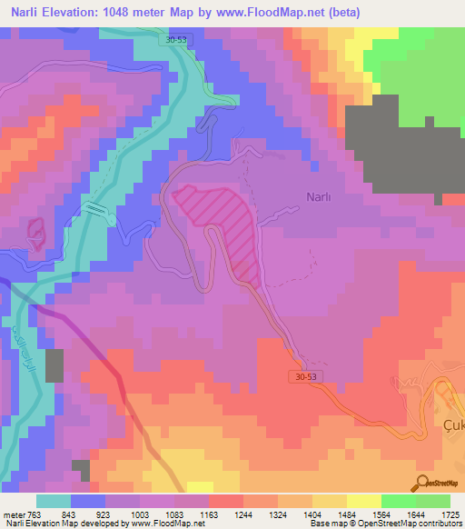 Narli,Turkey Elevation Map