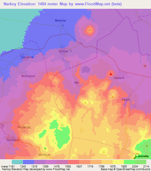 Narkoy,Turkey Elevation Map