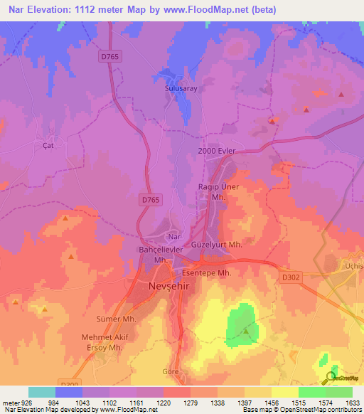 Nar,Turkey Elevation Map