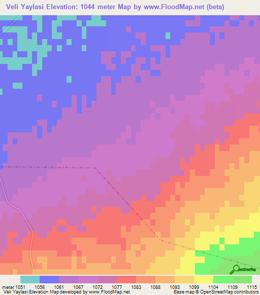 Veli Yaylasi,Turkey Elevation Map