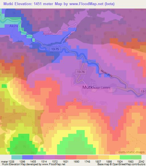 Mutki,Turkey Elevation Map