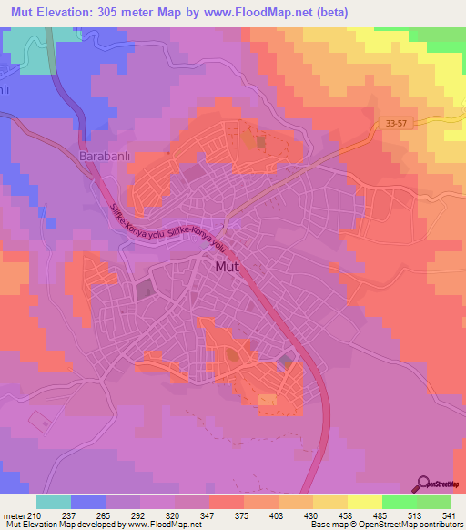 Mut,Turkey Elevation Map