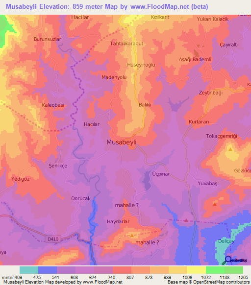 Musabeyli,Turkey Elevation Map