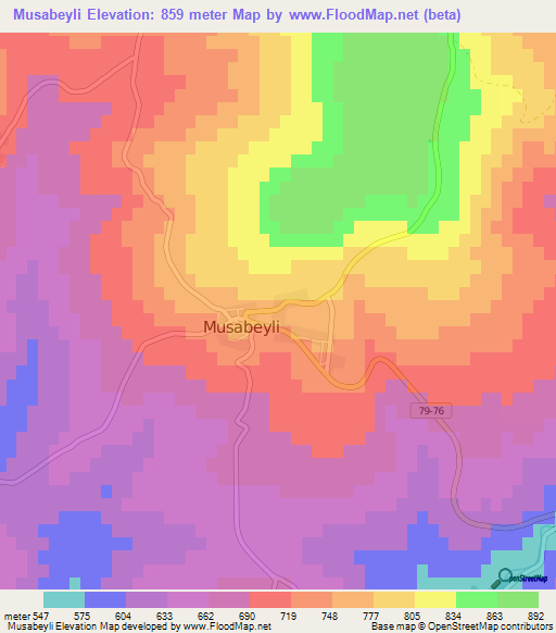 Musabeyli,Turkey Elevation Map