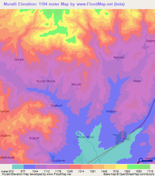 Muratli,Turkey Elevation Map