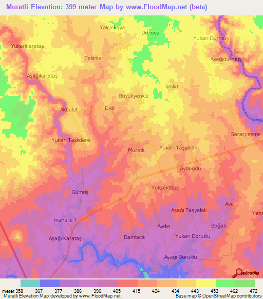 Muratli,Turkey Elevation Map