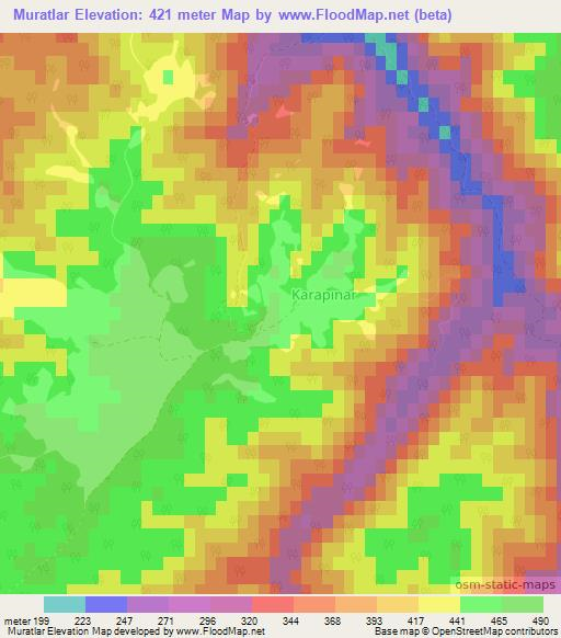 Muratlar,Turkey Elevation Map