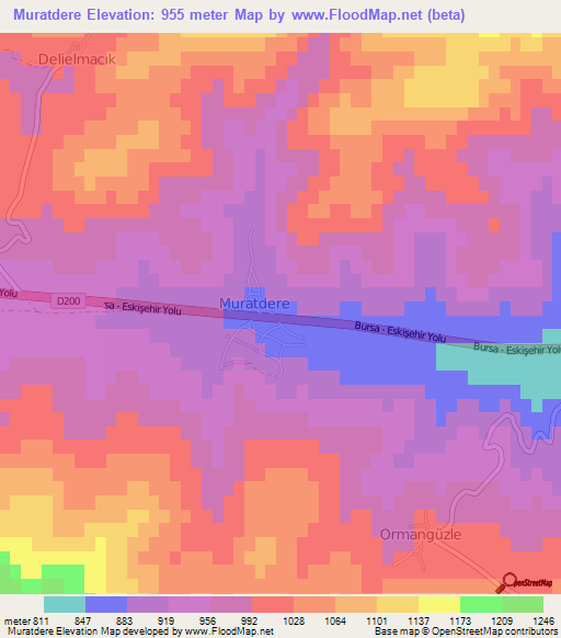 Muratdere,Turkey Elevation Map