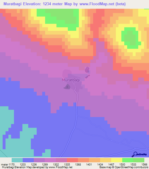 Muratbagi,Turkey Elevation Map