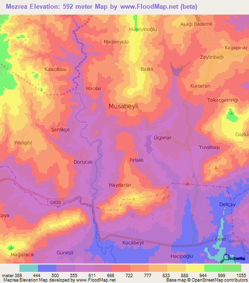 Mezrea,Turkey Elevation Map