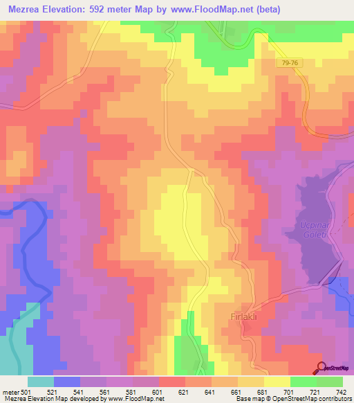 Mezrea,Turkey Elevation Map