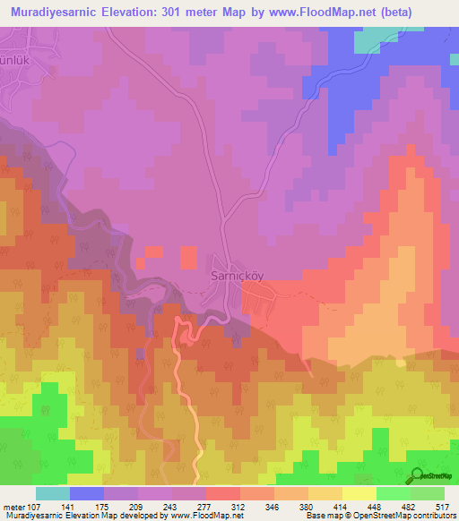 Muradiyesarnic,Turkey Elevation Map