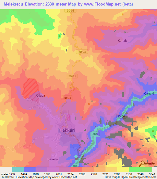 Melekrecu,Turkey Elevation Map