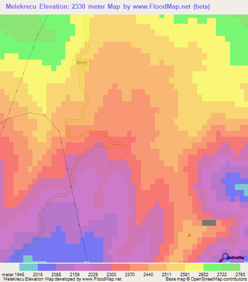 Melekrecu,Turkey Elevation Map