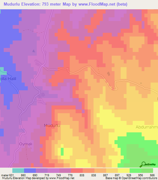 Mudurlu,Turkey Elevation Map