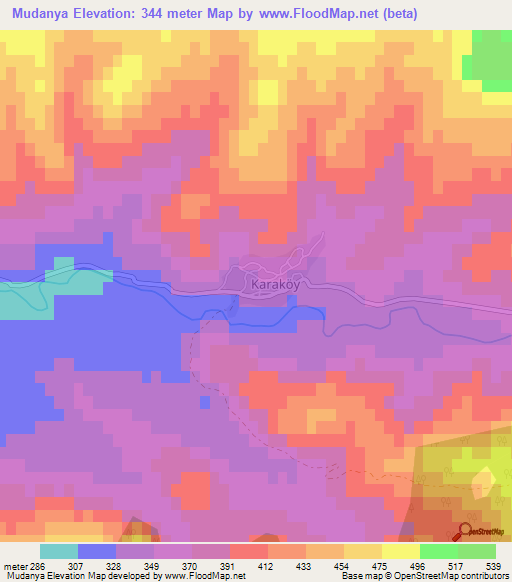 Mudanya,Turkey Elevation Map