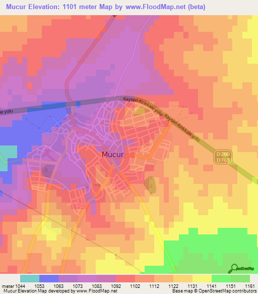 Mucur,Turkey Elevation Map