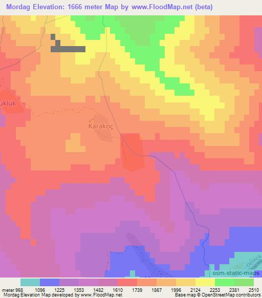 Mordag,Turkey Elevation Map