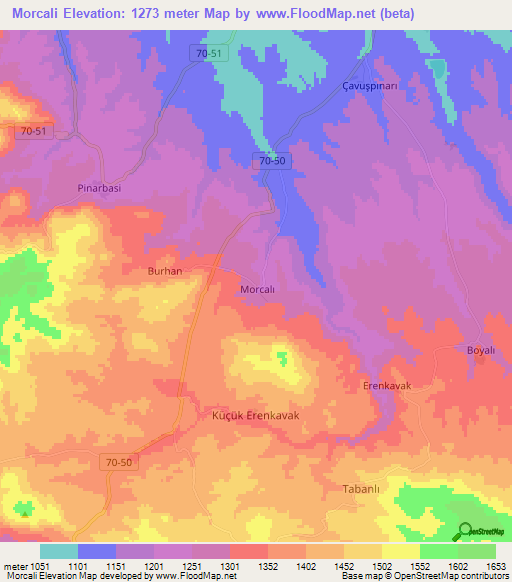 Morcali,Turkey Elevation Map