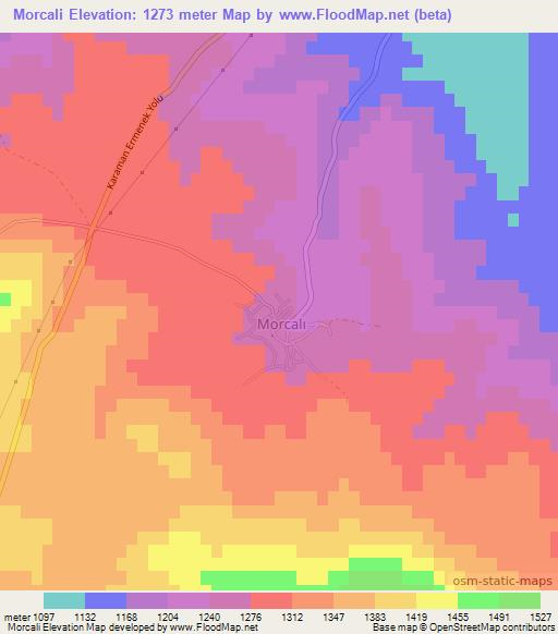 Morcali,Turkey Elevation Map