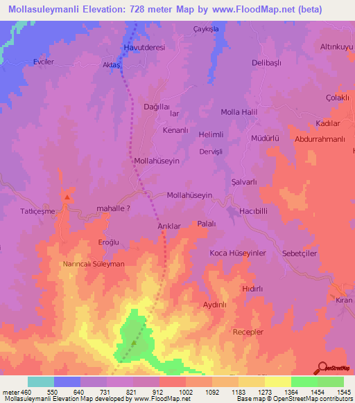 Mollasuleymanli,Turkey Elevation Map