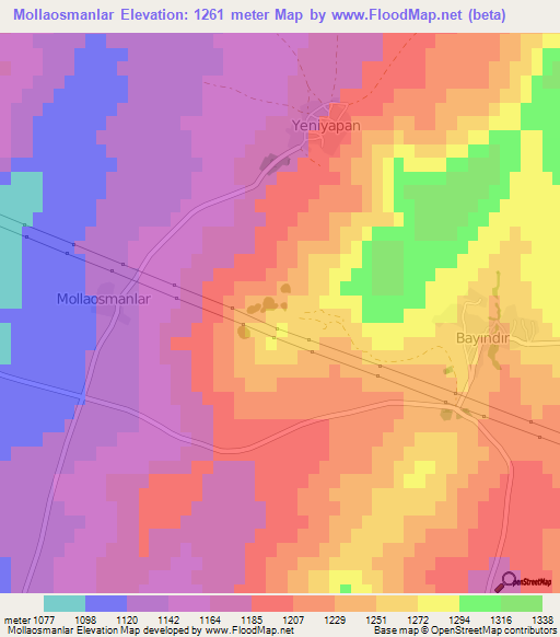 Mollaosmanlar,Turkey Elevation Map