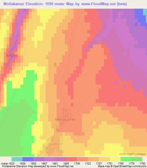 Mollakamer,Turkey Elevation Map