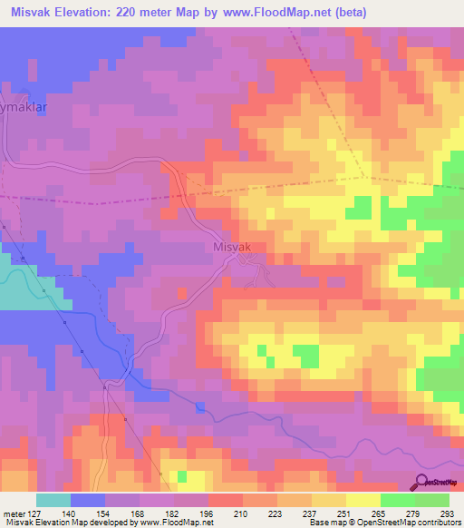 Misvak,Turkey Elevation Map