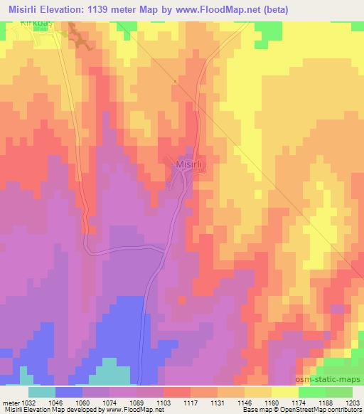 Misirli,Turkey Elevation Map