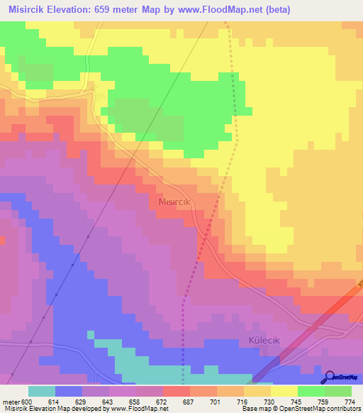 Misircik,Turkey Elevation Map