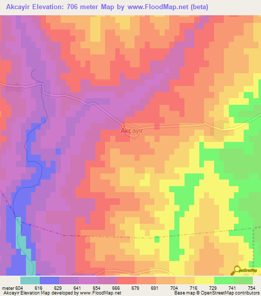 Akcayir,Turkey Elevation Map